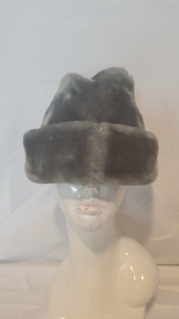 Vintage Stern’s Faux Fur Winter Hat Gray XL Made in USA Union Made NWT